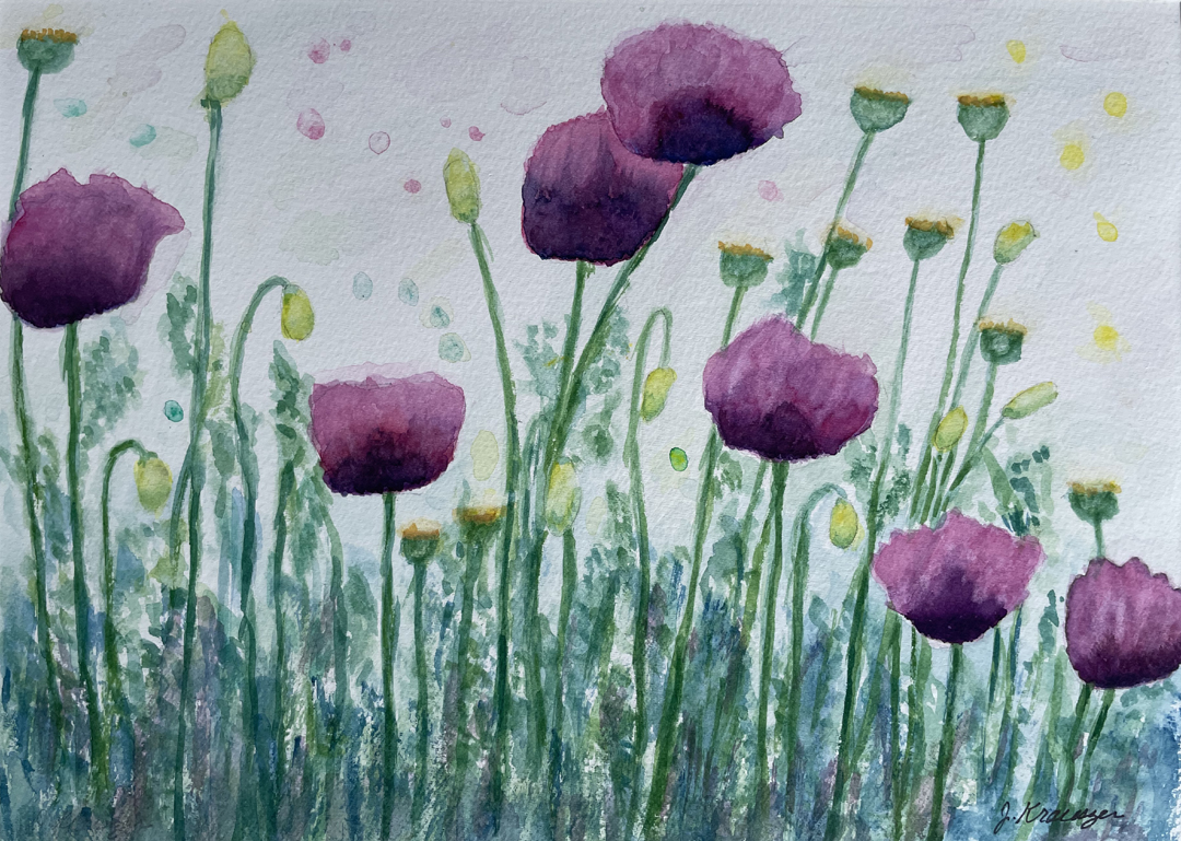 Purple Poppies by Joan Krauszer